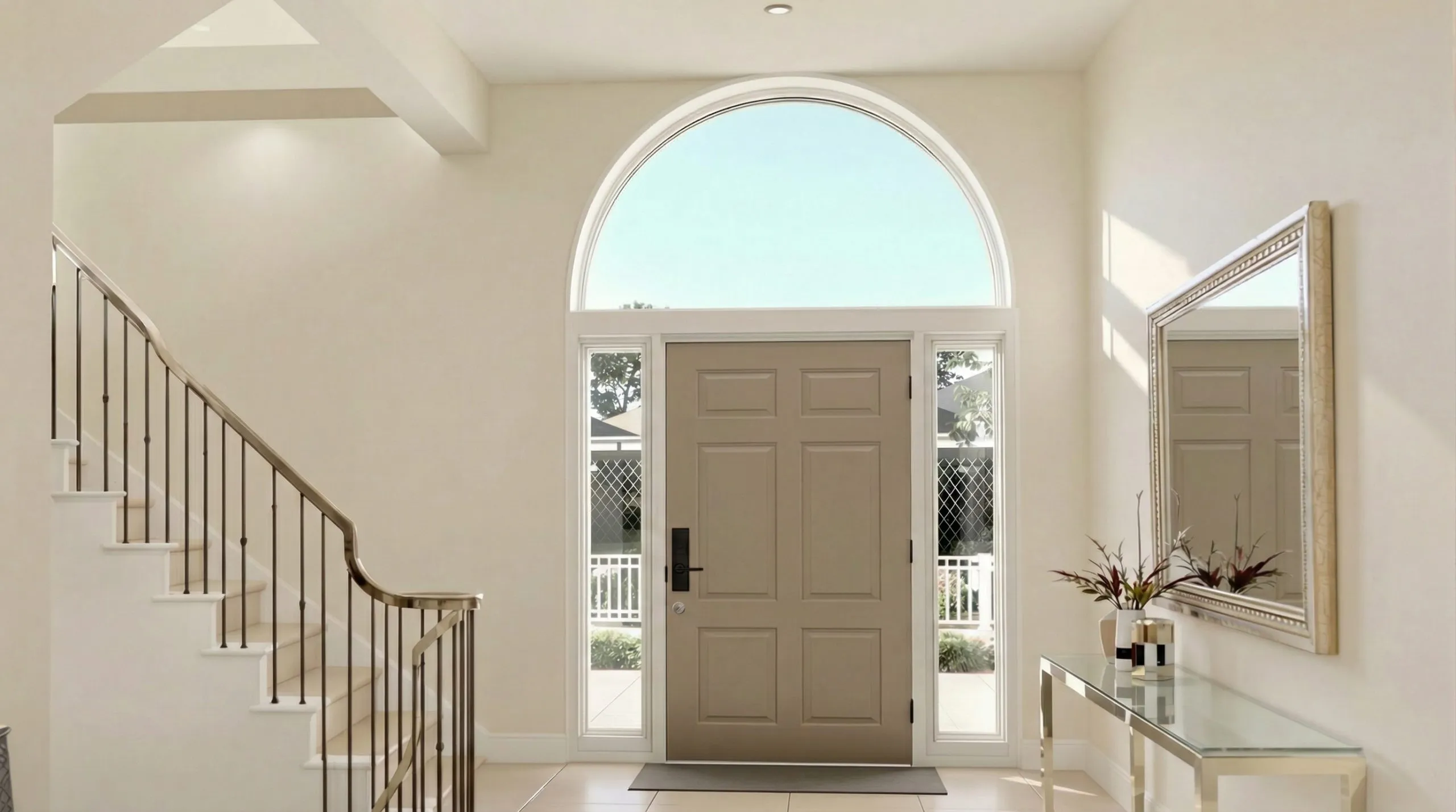 double glazed arch window foyer feature